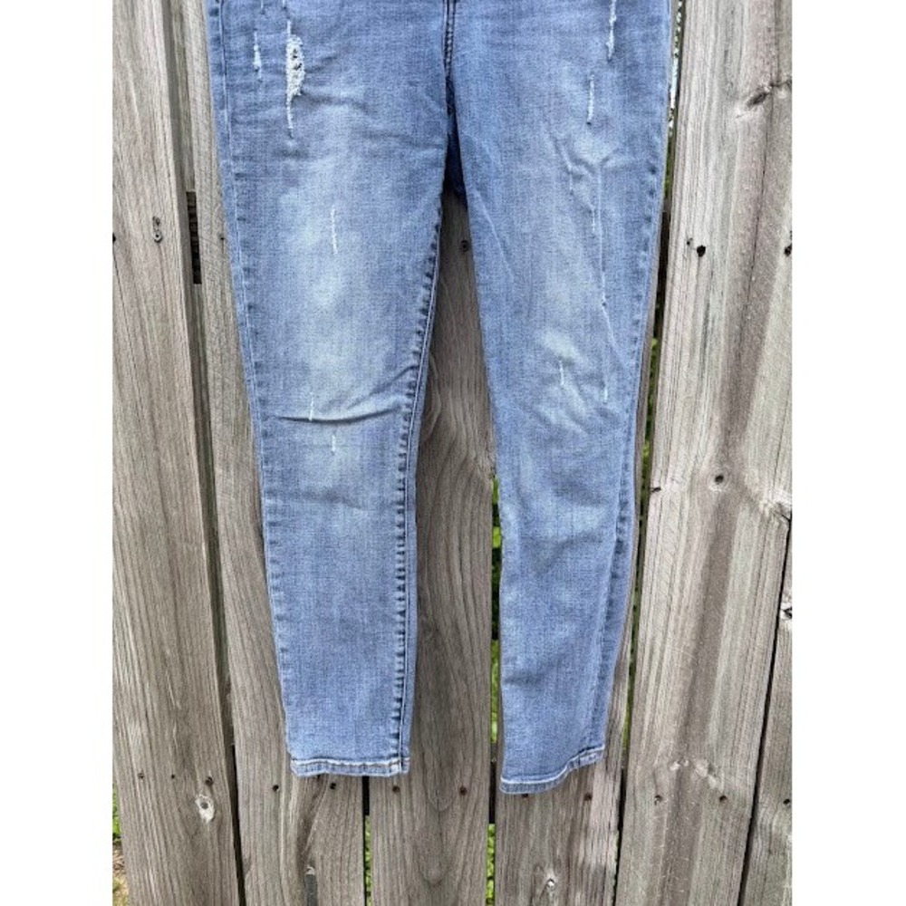 Indie Grunge Studio Blue Skinny Jeans 29 Blue Light Wash Distressed High Rise - Picture 6 of 7